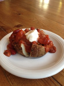 chili on potato